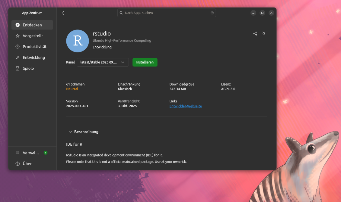 Ubuntu running R/RStudio